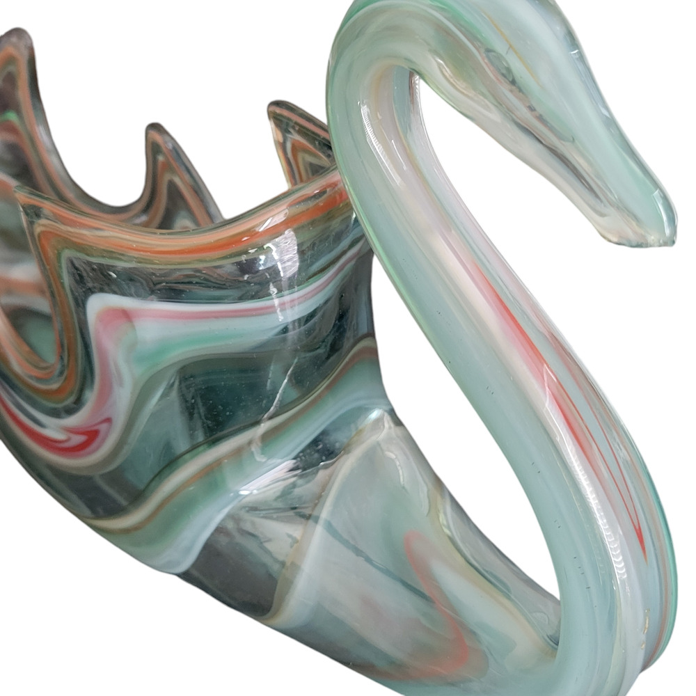 Vintage Multi‎ Color Swan Murano Style Hand Blown Large Statement Centerpiece